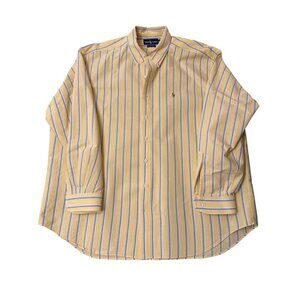 Ralph Lauren Blake Yellow & Blue Striped 100% Cotton Button-Up Shirt XXL